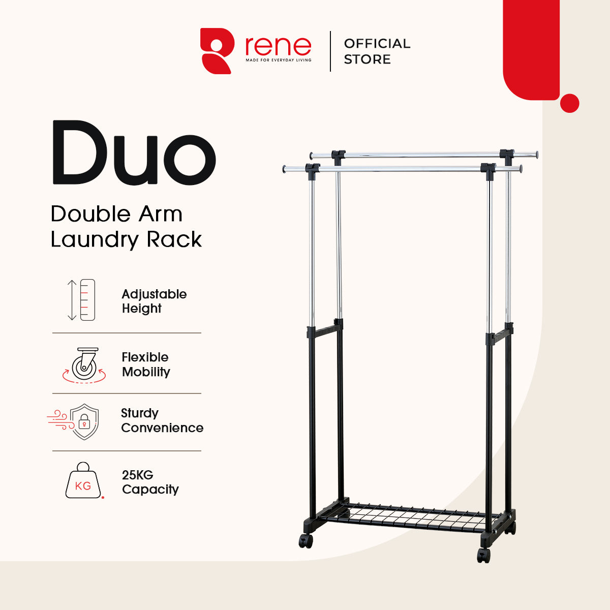 Rene Duo Adjustable Double-Rail Drying Rack [ Indoor Drying ]