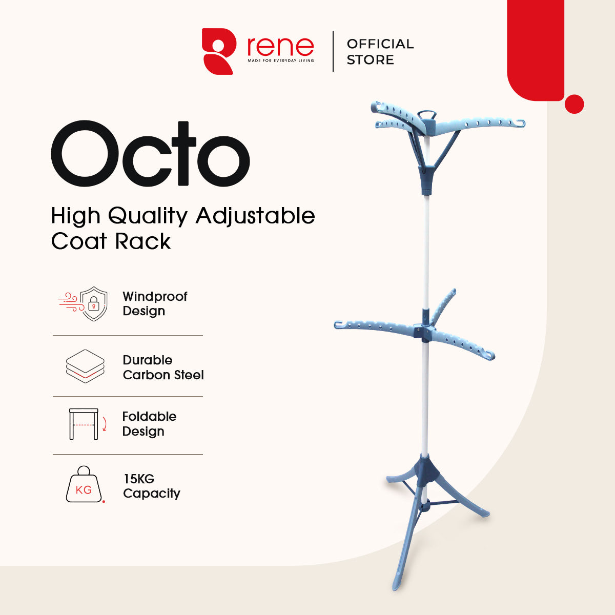 Rene Octo Adjustable Clothes Hanger & Coat Rack