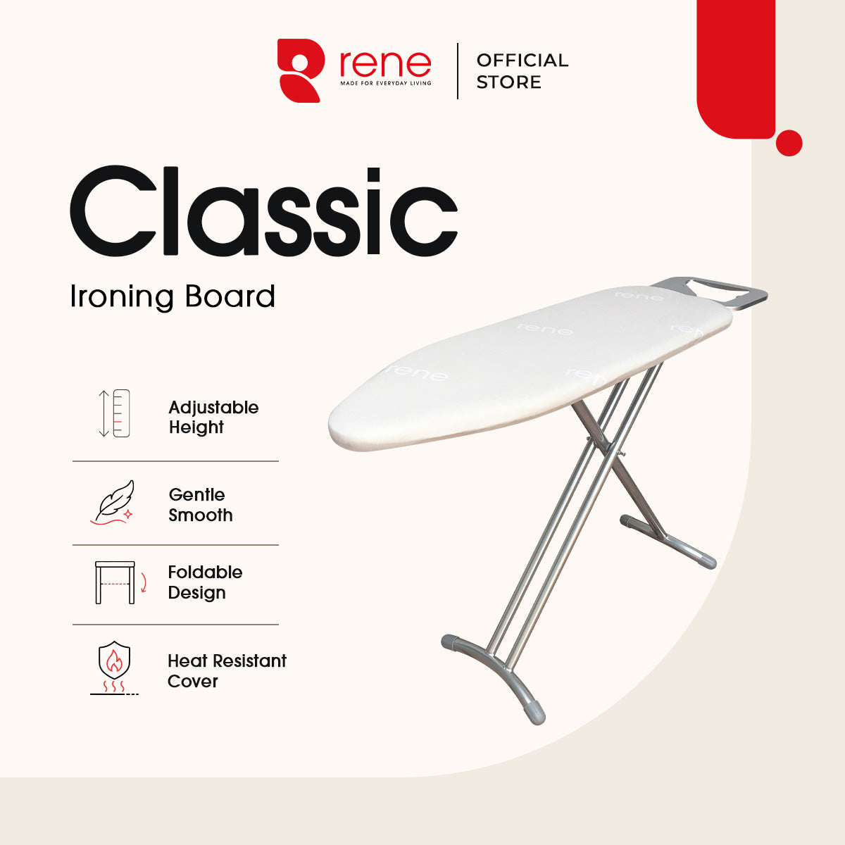 Rene Classic Adjustable Ironing Board