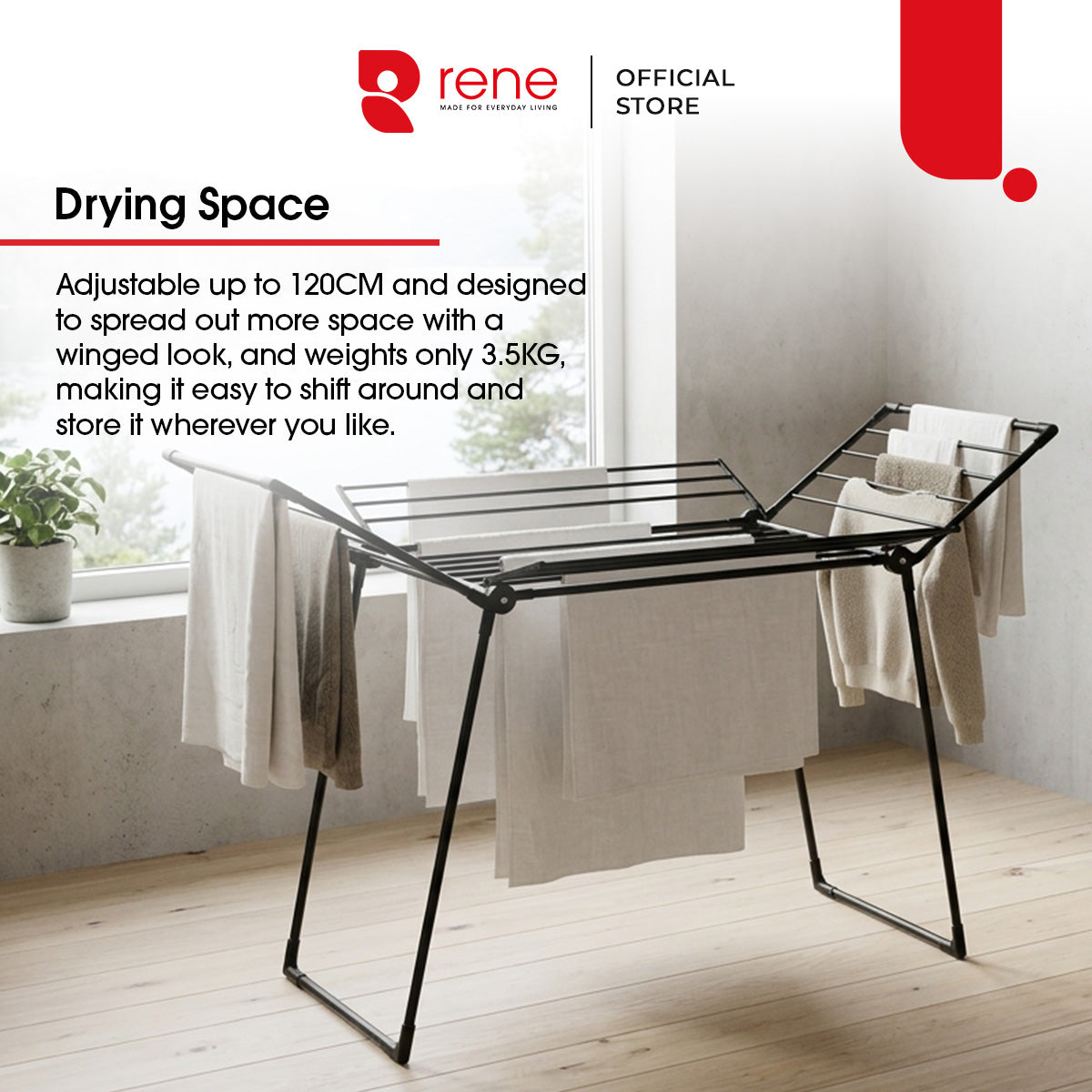 Rene Mystique Foldable Stainless Steel Clothes Drying Rack