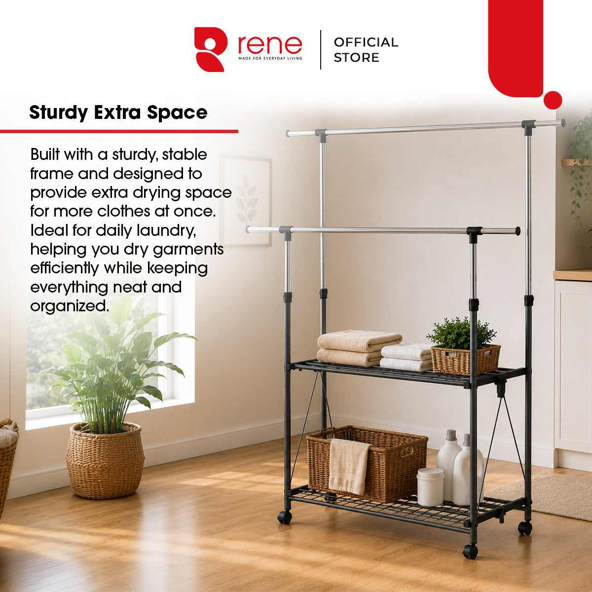 Rene Ocho Adjustable Double Garment Rack