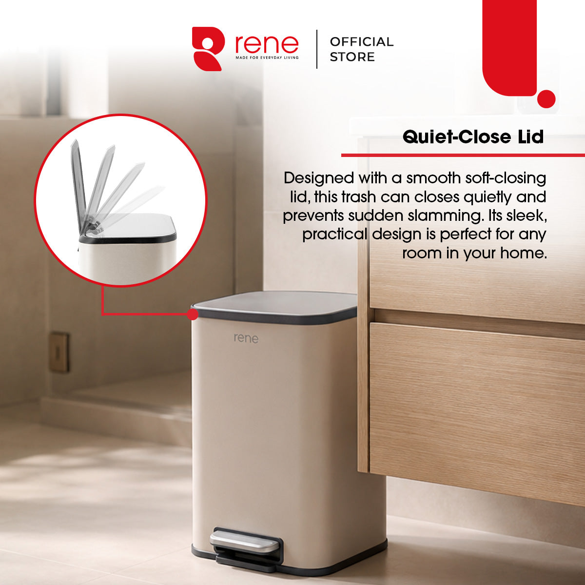 Rene Nuvo Durable PP Pedal Bin