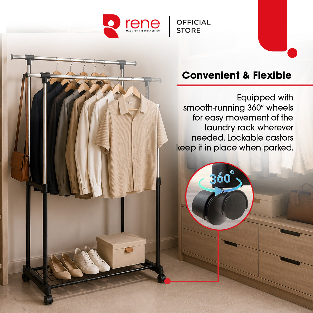 Rene Duo Adjustable Double-Rail Drying Rack [ Indoor Drying ]