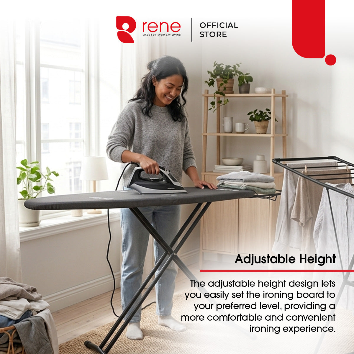 Rene Noir Curve Adjustable Ironing Board
