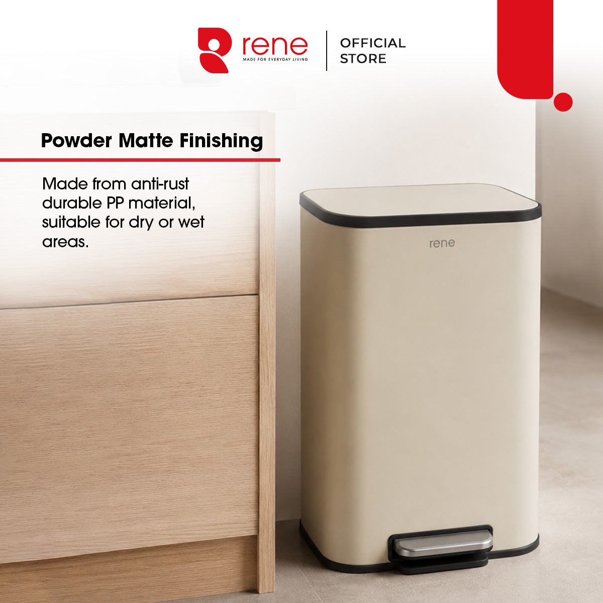 Rene Nuvo Durable PP Pedal Bin