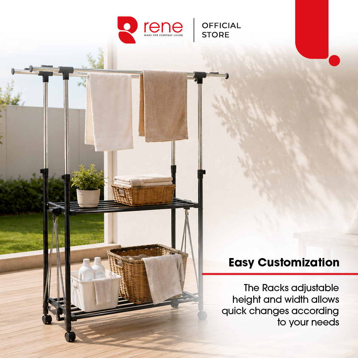 Rene Ocho Adjustable Double Garment Rack