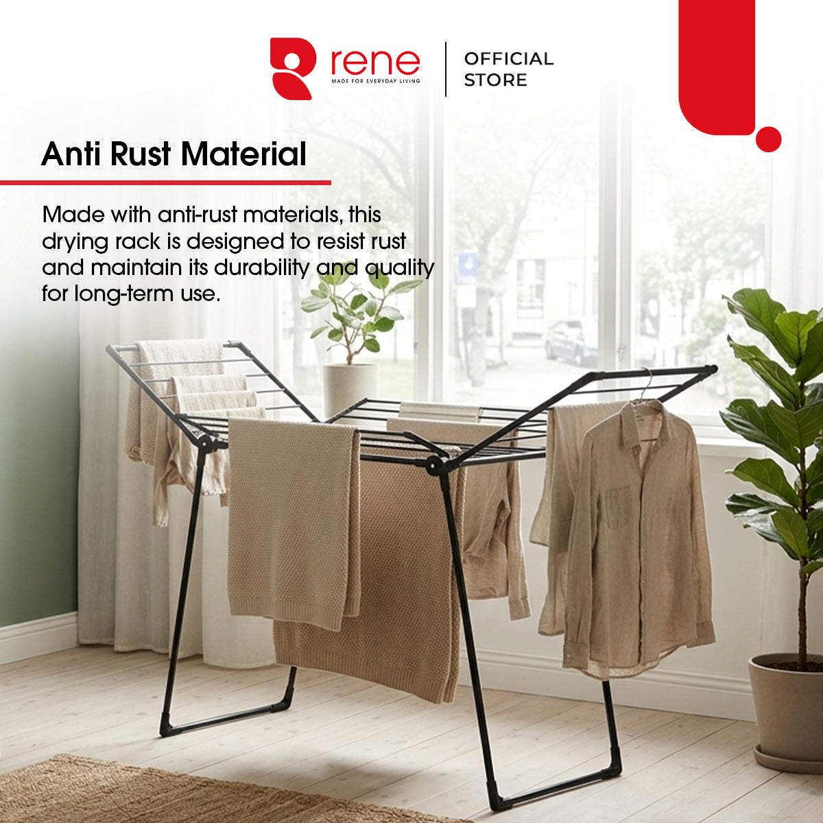 Rene Mystique Foldable Stainless Steel Clothes Drying Rack