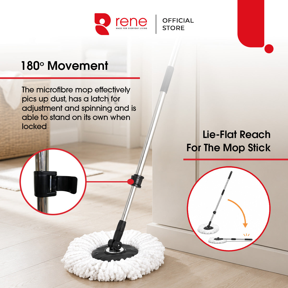 Rene Ollie Microfibre Spin Mop [Replacement Stick Only]