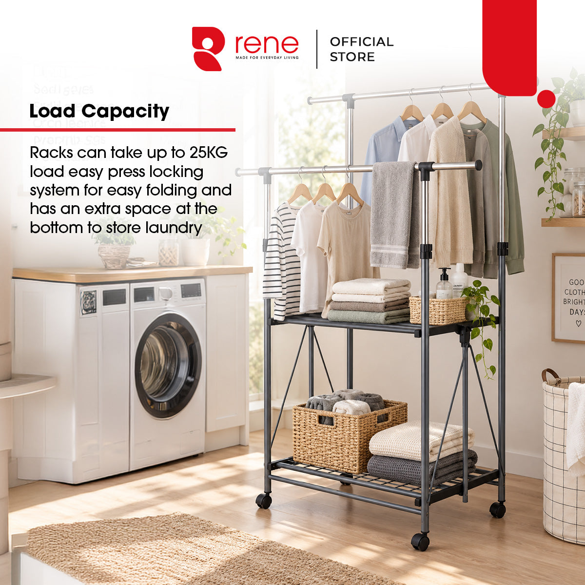 Rene Ocho Adjustable Double Garment Rack