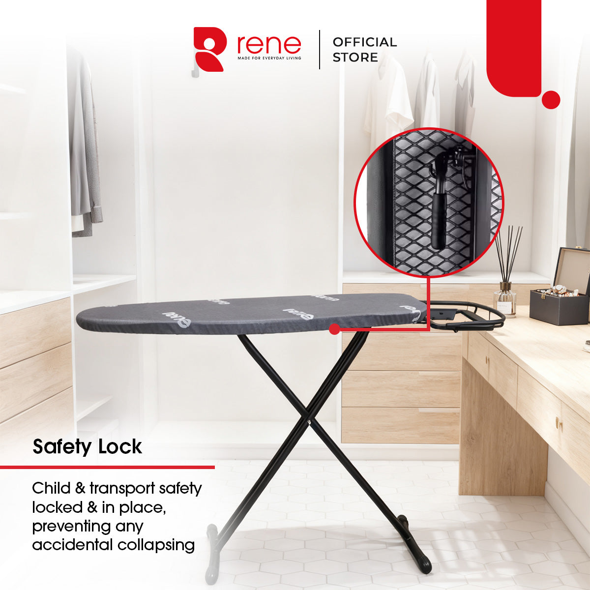 Rene Noir Curve Adjustable Ironing Board