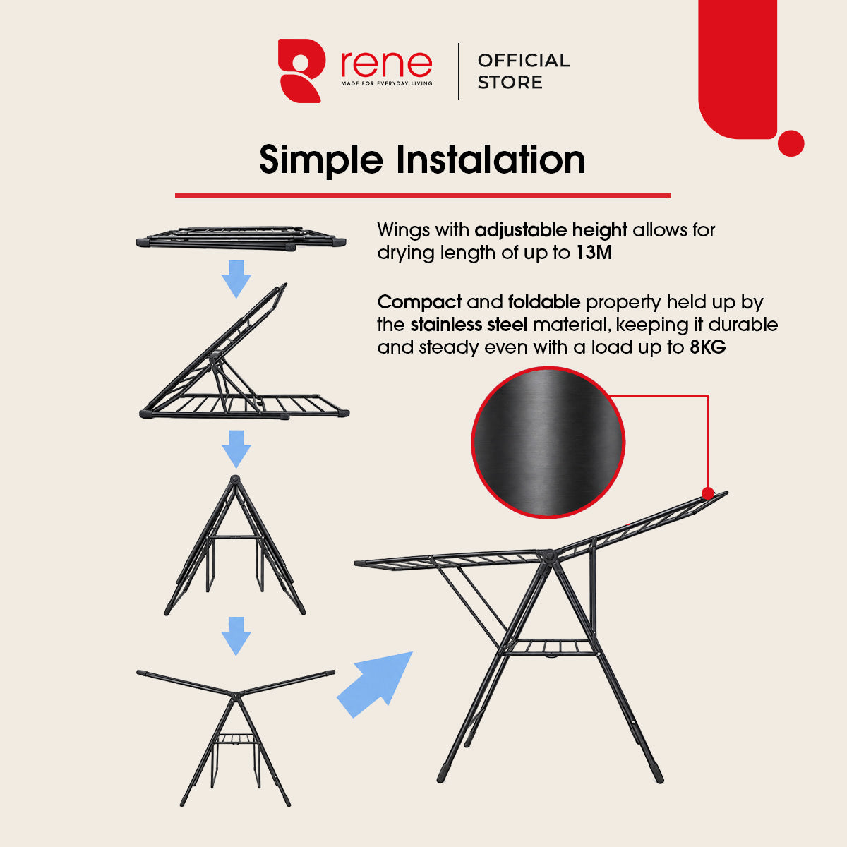 Rene Elegance Stainless Steel Wing Drying Rack