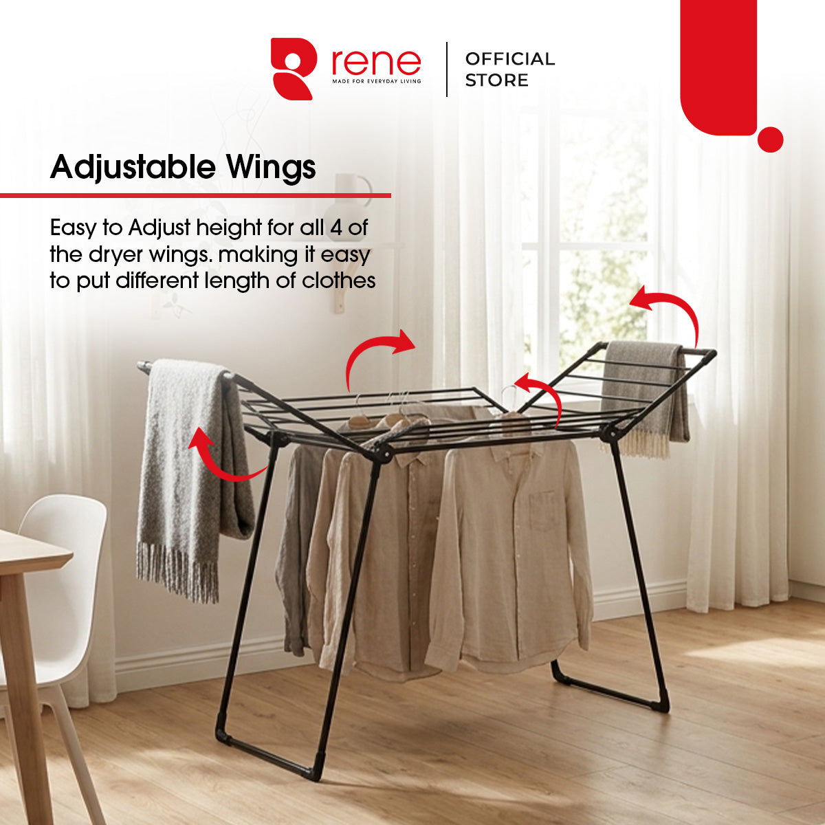 Rene Mystique Foldable Stainless Steel Clothes Drying Rack