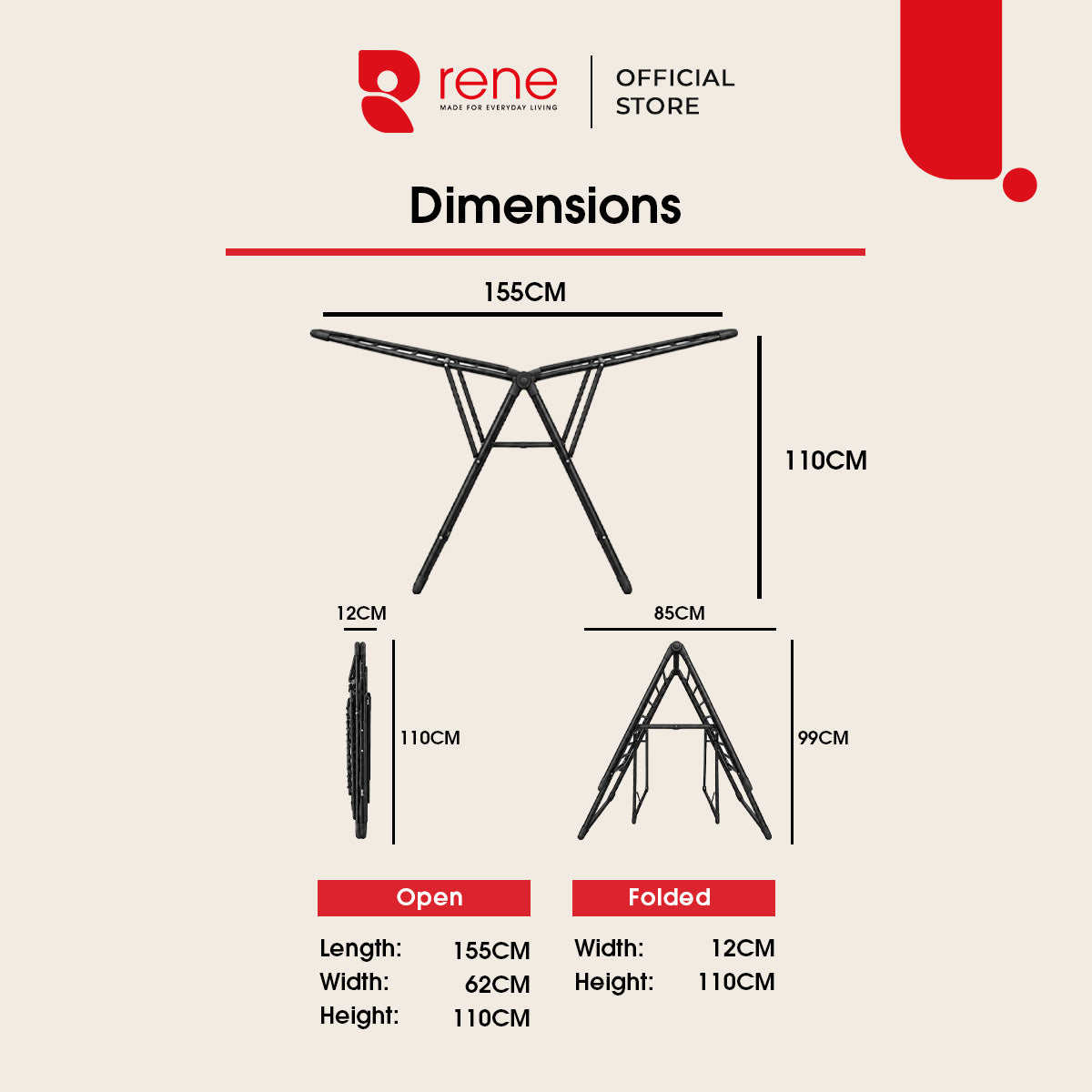 Rene Elegance Stainless Steel Wing Drying Rack