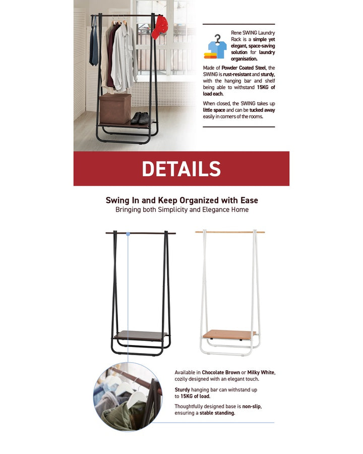 René Swing folding clothes-storage rack detail