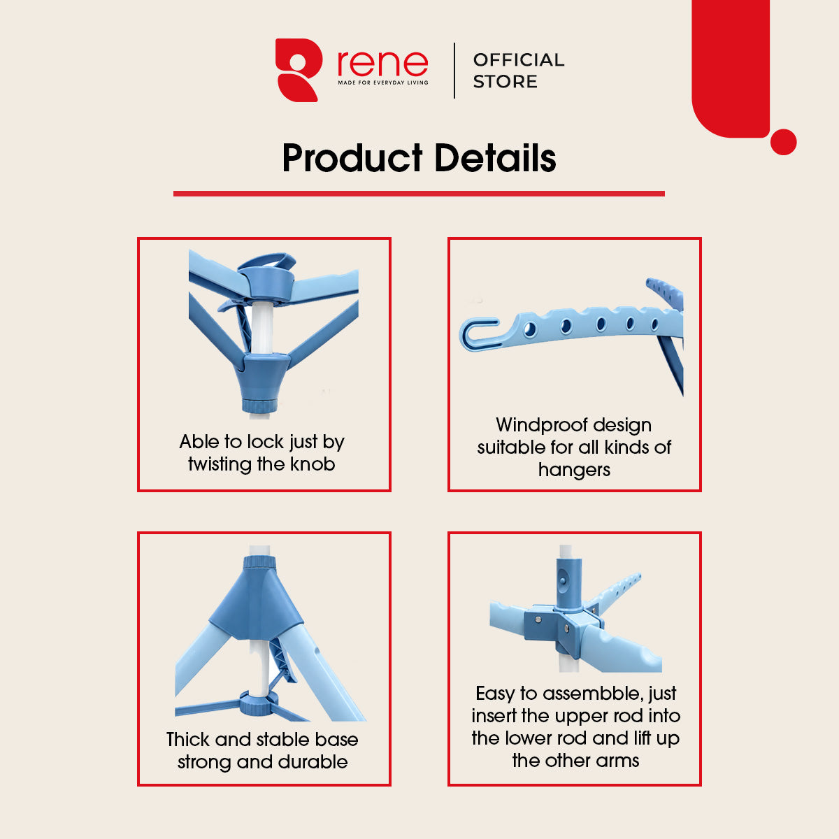 Rene Octo Adjustable Clothes Hanger & Coat Rack