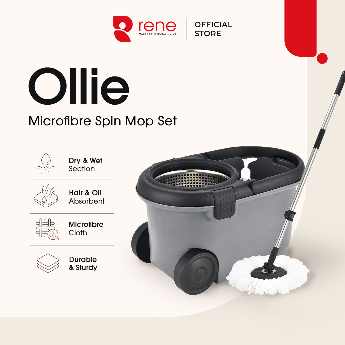 Rene Ollie Microfibre Spin Mop Set