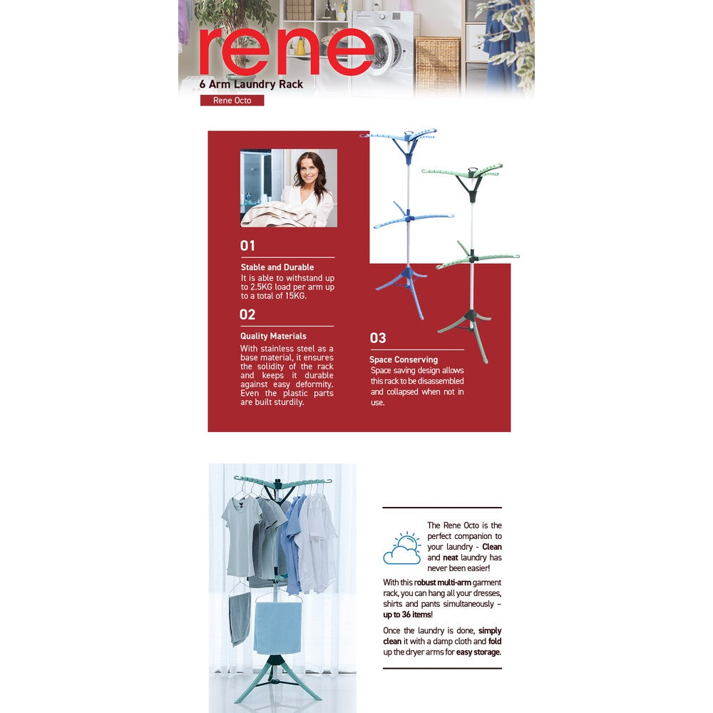 René Octo fold-down drying arms detail
