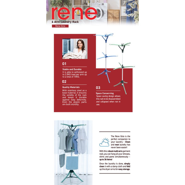 René Octo fold-down drying arms detail