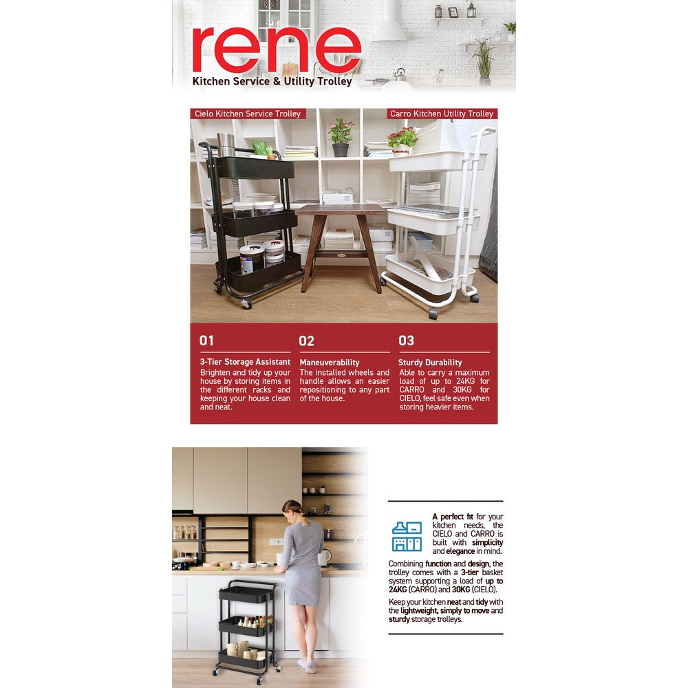 René mobile open-storage trolley feature