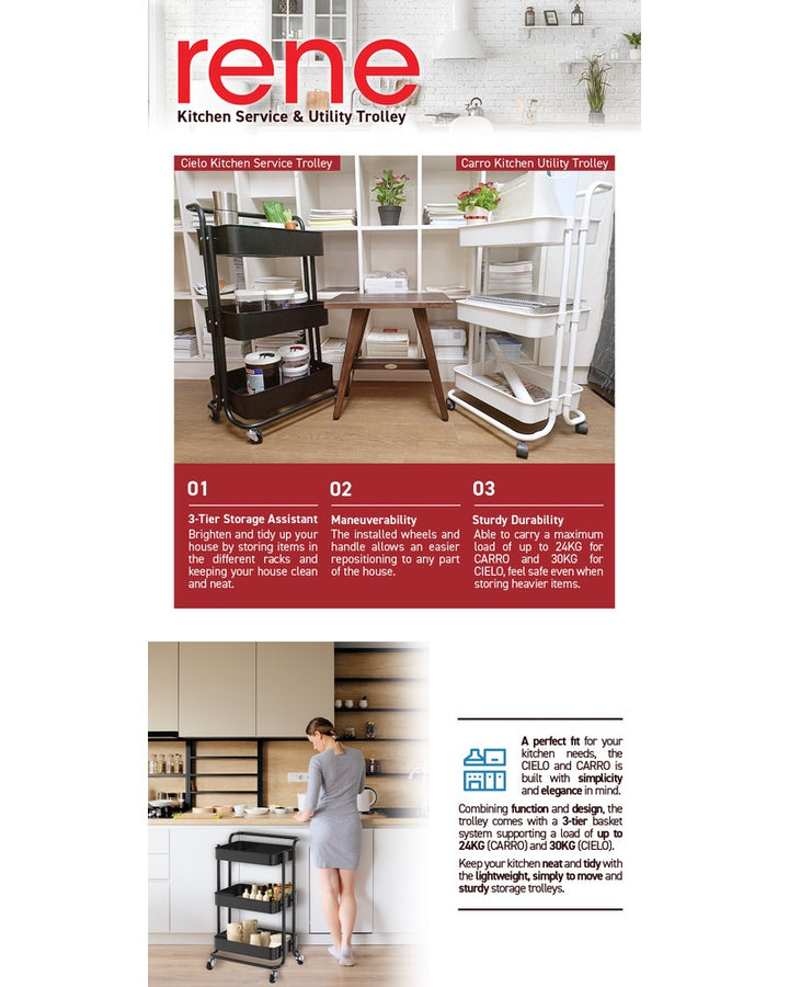 René mobile open-storage trolley feature