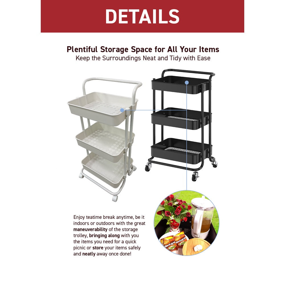 René three-tier utility trolley product detail