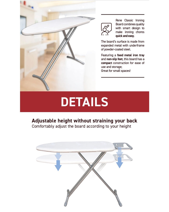 René Classic ironing board padded surface feature