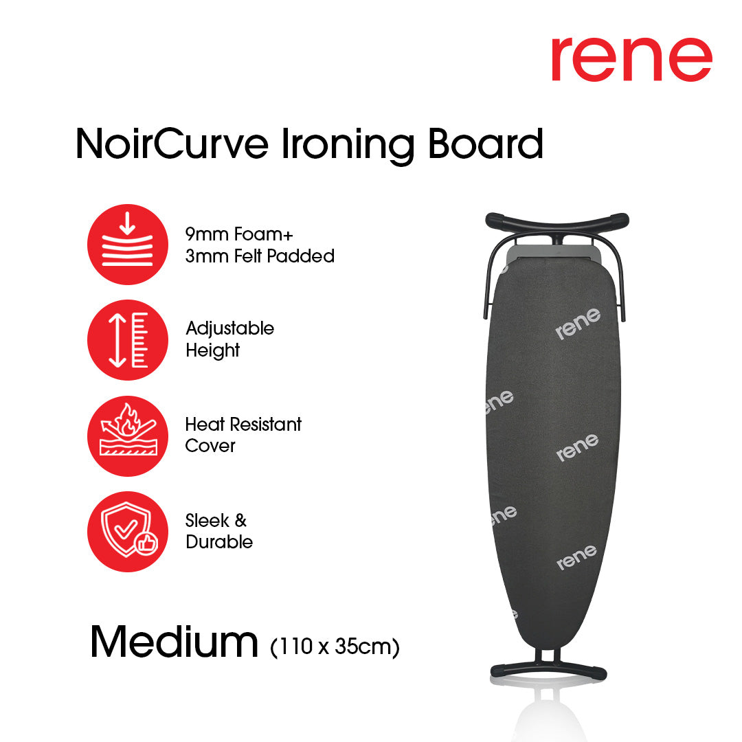 René Noir Curve adjustable ironing board in medium size