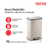 René Nuvo 18-litre soft-close pedal bin