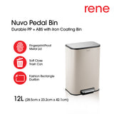 René Nuvo 12-litre soft-close pedal bin