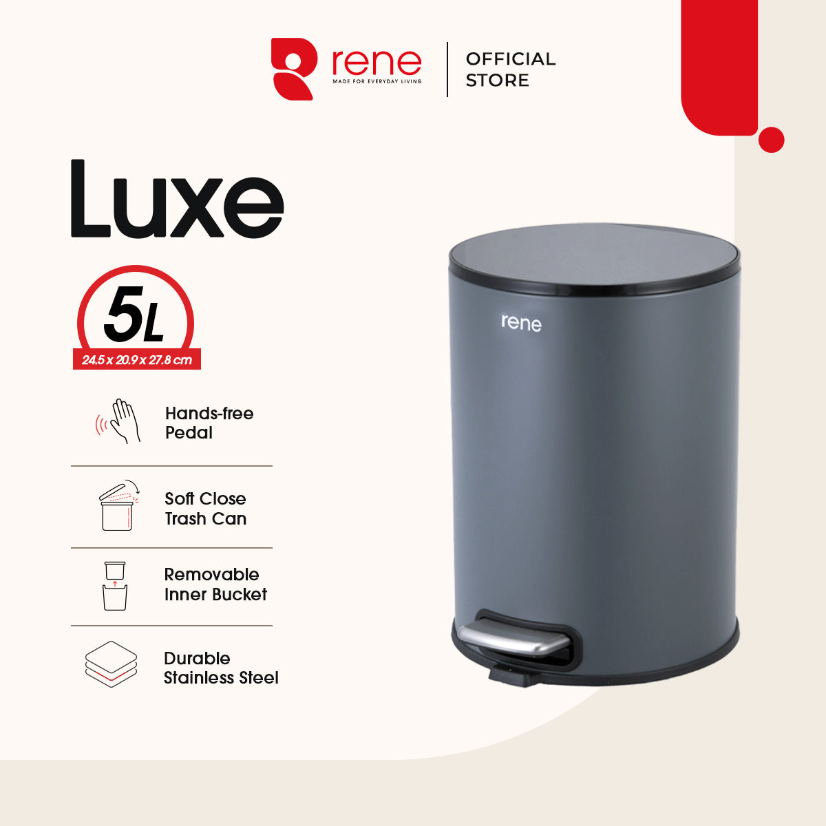 Rene Luxe Pedal Bin