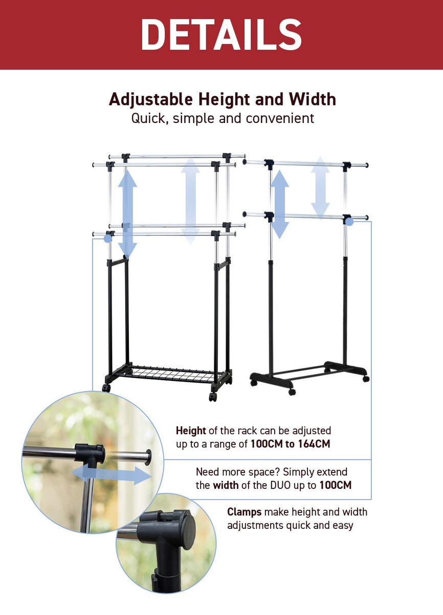 René Duo adjustable laundry rack for compact homes